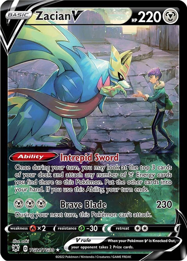 2022 Pokemon SWSH10: Astral Radiance Trainer Gallery TG21/TG30 Zacian V  Ultra Rare