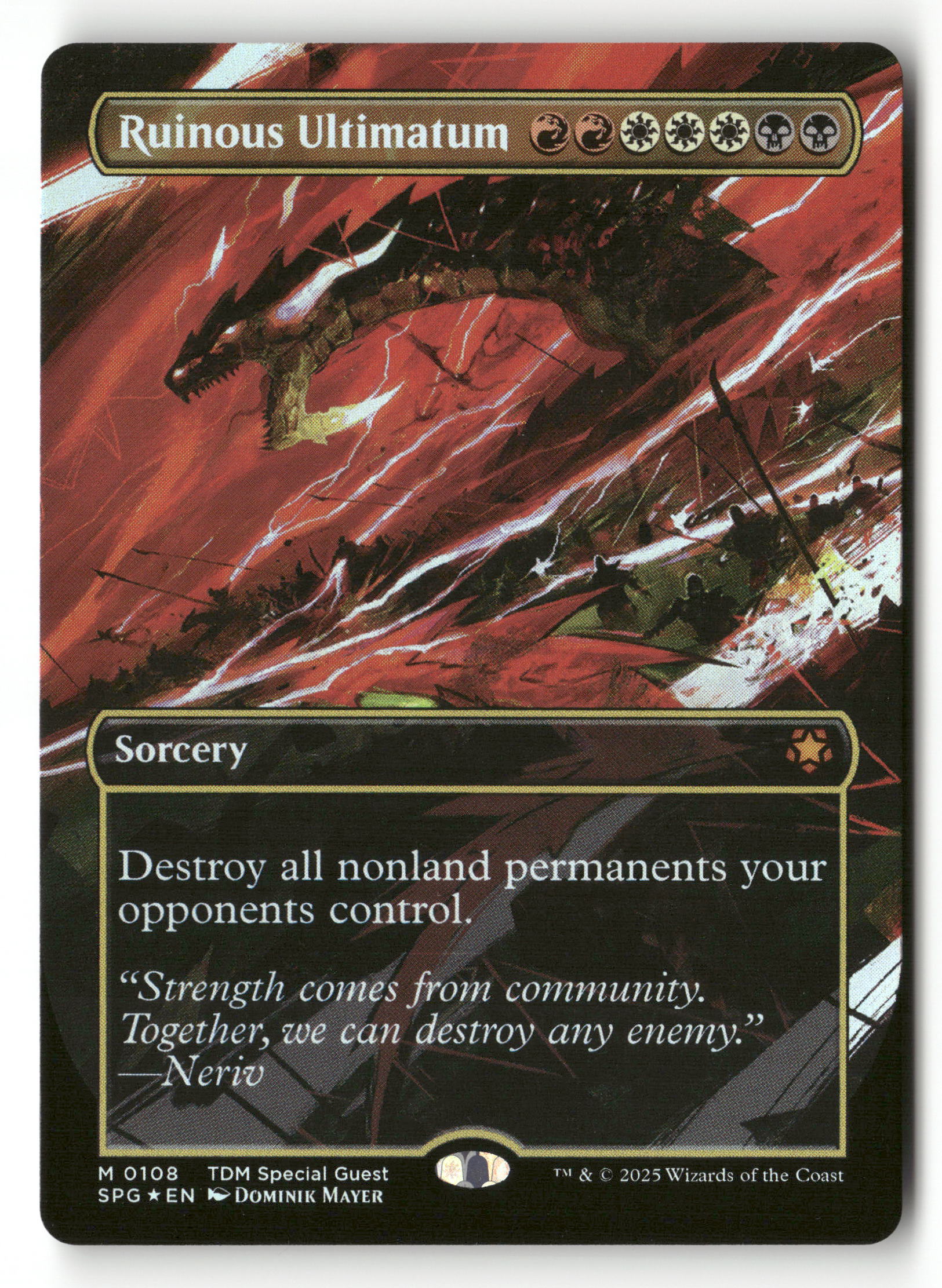 all ultimatum cards mtg MTG Special Guests 108 Ruinous Ultimatum (Borderless) M NM