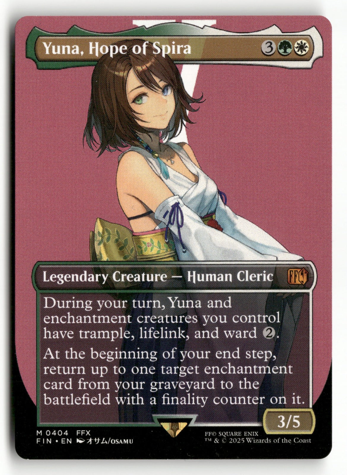 MTG FINAL FANTASY 404 Yuna, Hope of Spira (Borderless) M NM