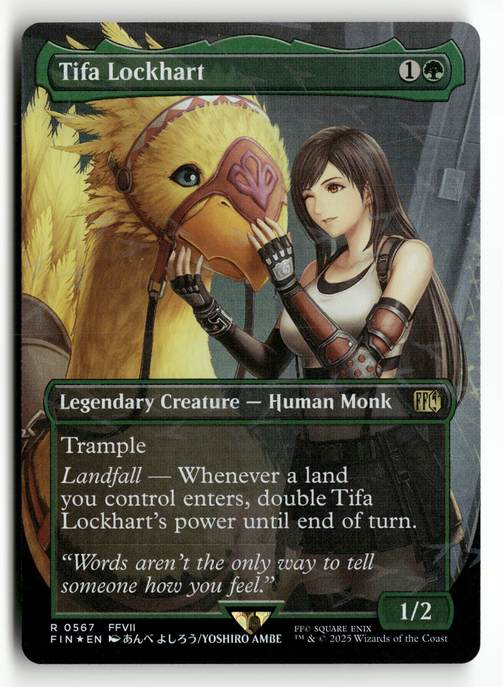 MTG FINAL FANTASY 567 Tifa Lockhart (Borderless) (Chocobo Track Foil) R NM MTG FINAL FANTASY 567 Tifa Lockhart (Borderless) (Chocobo Track Foil) R NM