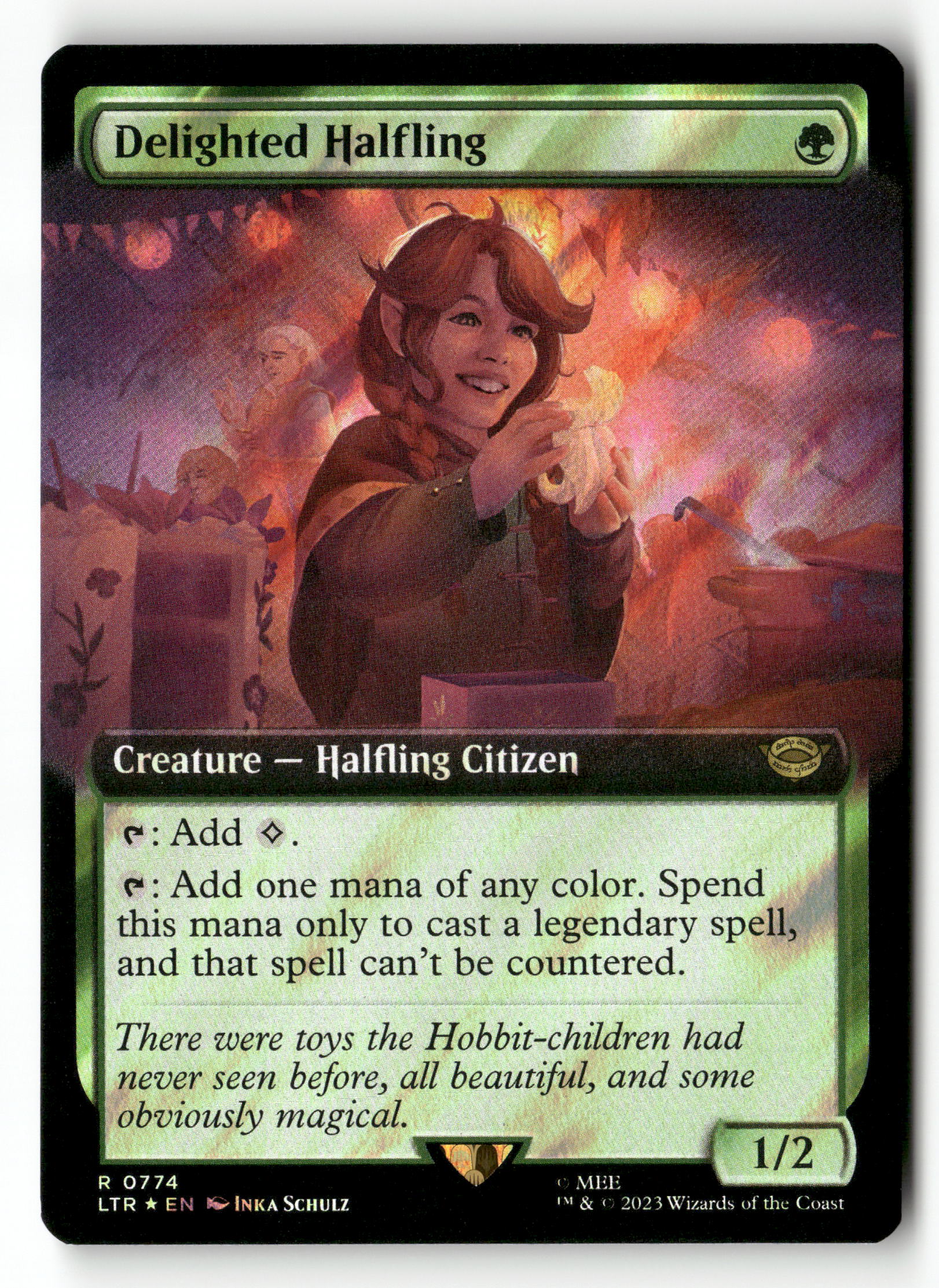 MTG: The Lord of the Rings:774 Delighted Halfling (Extended Art) (Surge Foil) R MTG: The Lord of the Rings:774 Delighted Halfling (Extended Art) (Surge Foil) R