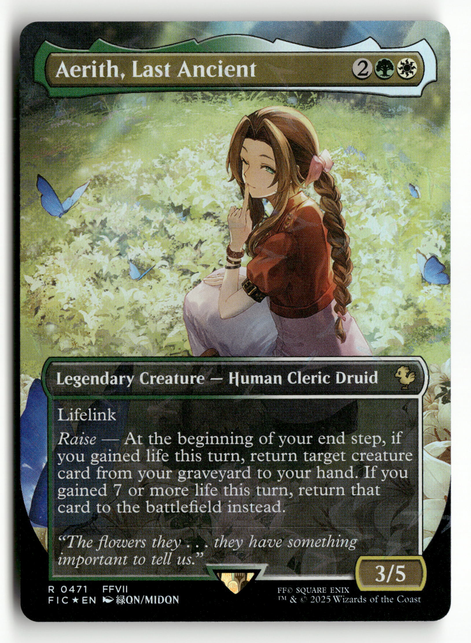 MTG FINAL FANTASY 471 Aerith, Last Ancient (Borderless) (Chocobo Track Foil) MTG FINAL FANTASY 471 Aerith, Last Ancient (Borderless) (Chocobo Track Foil)
