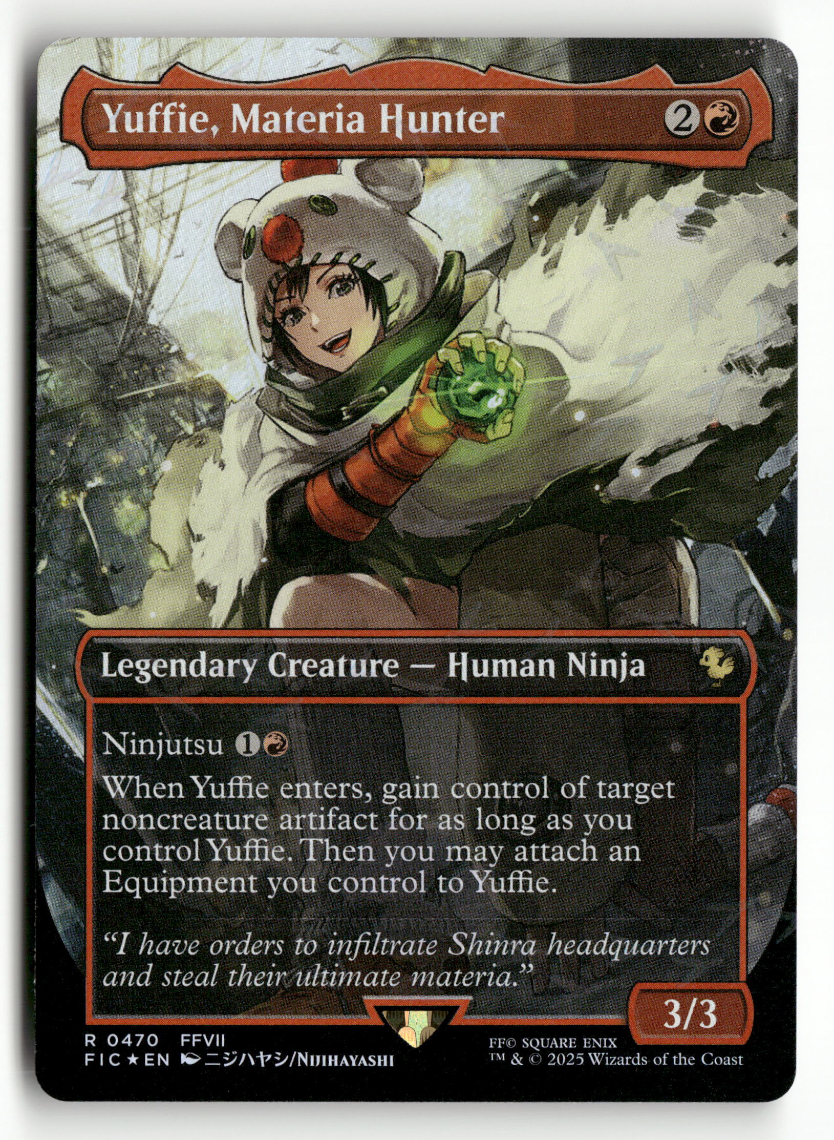 MTG FINAL FANTASY 470 Yuffie, Materia Hunter (Borderless) (Chocobo Track Foil) MTG FINAL FANTASY 470 Yuffie, Materia Hunter (Borderless) (Chocobo Track Foil)