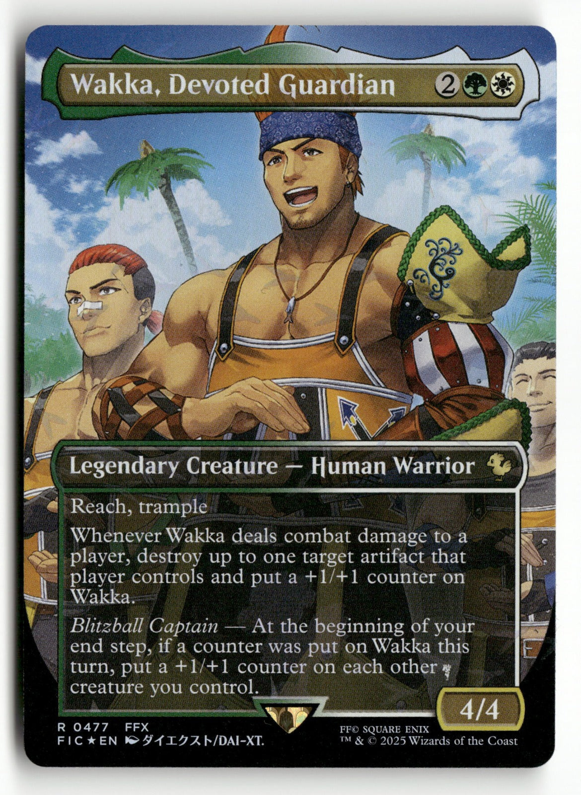 MTG FF: 477 Wakka, Devoted Guardian (Borderless) (Chocobo Track Foil)