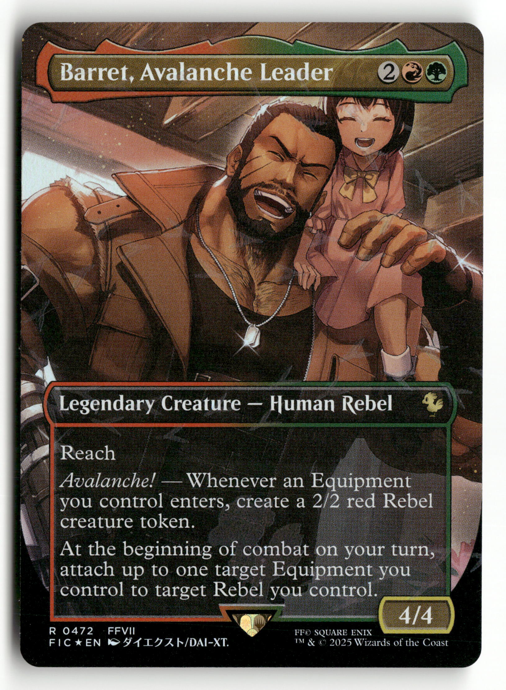 MTG Commander:FF 472 Barret, Avalanche Leader (Borderless) (Chocobo Track  Foil)