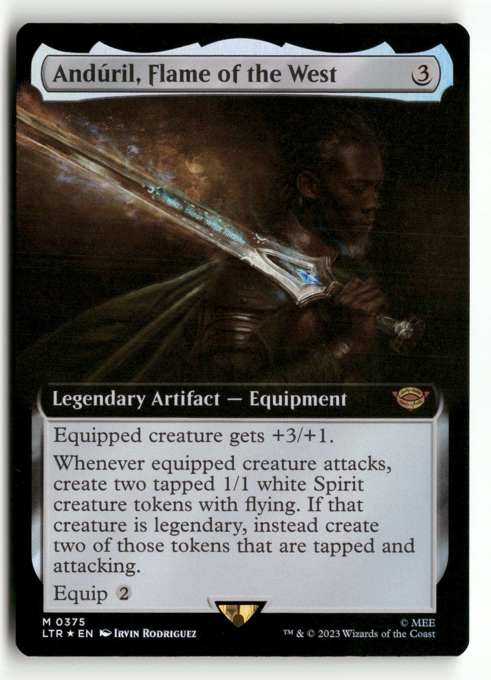 anduril mtg card MTG Magic LoTR 375 Anduril, Flame of the West (Extended Art)