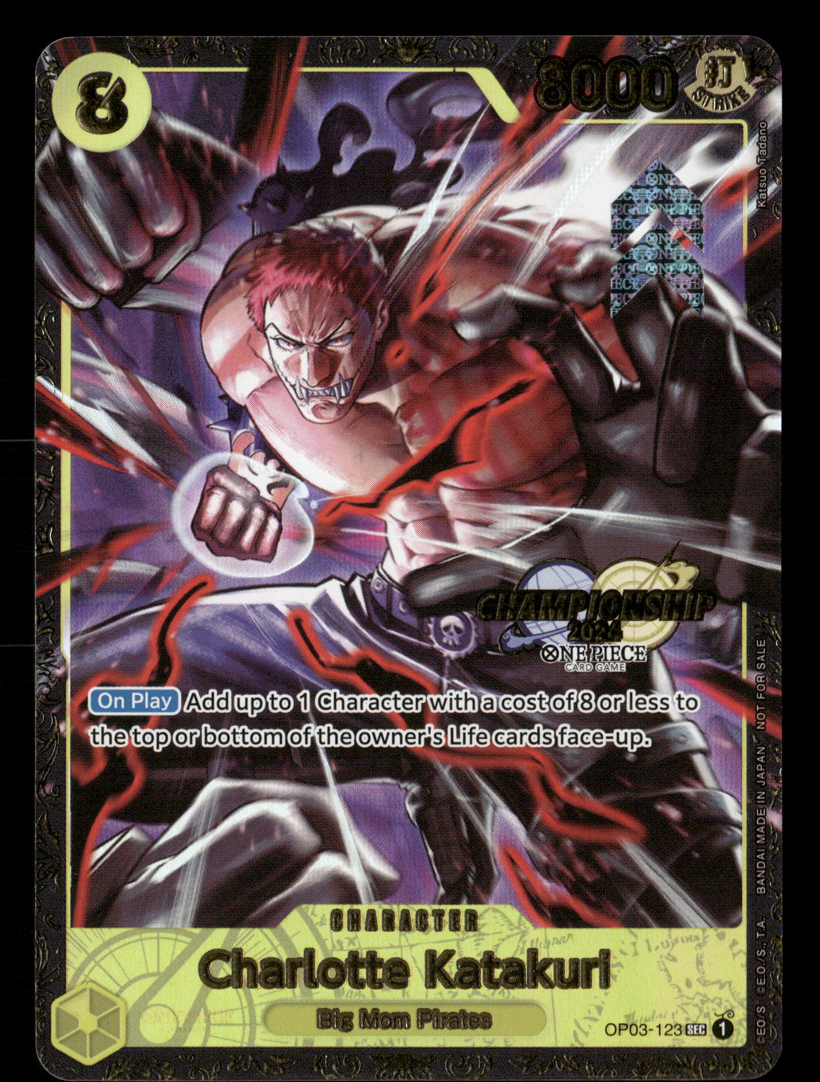1 of 2) One Piece TCG OP03-123 Charlotte Katakuri 2024 Championship T 1 of 2) One Piece TCG OP03-123 Charlotte Katakuri 2024 Championship T