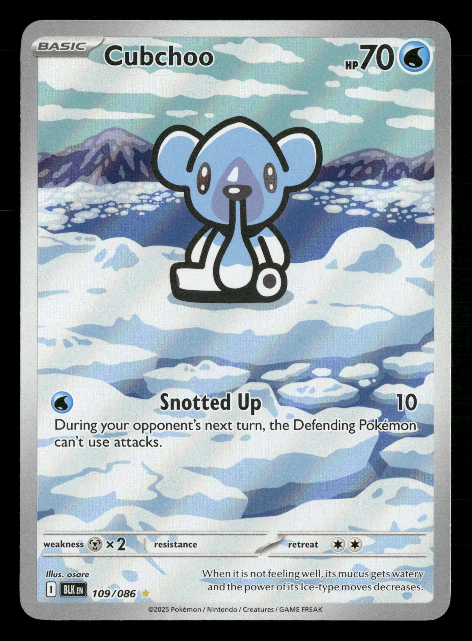 cubchoo pokemon card 2025 Pokemon Black Bolt 109/086 Cubchoo Illustration Rare