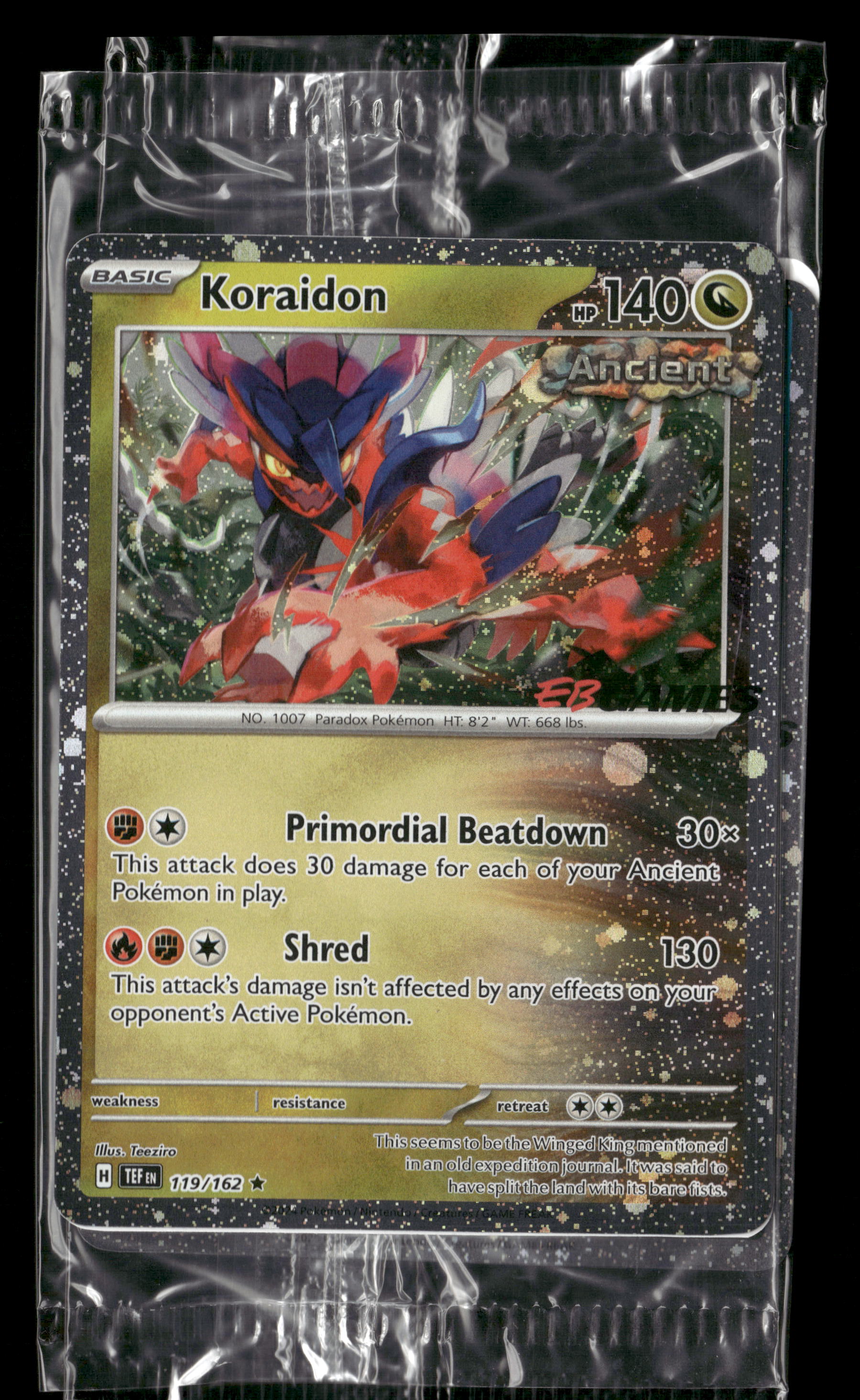 pokemon card 119 162 2024 Pokemon Temporal Forces EB Games Promo 119/162 Koraidon EB Games