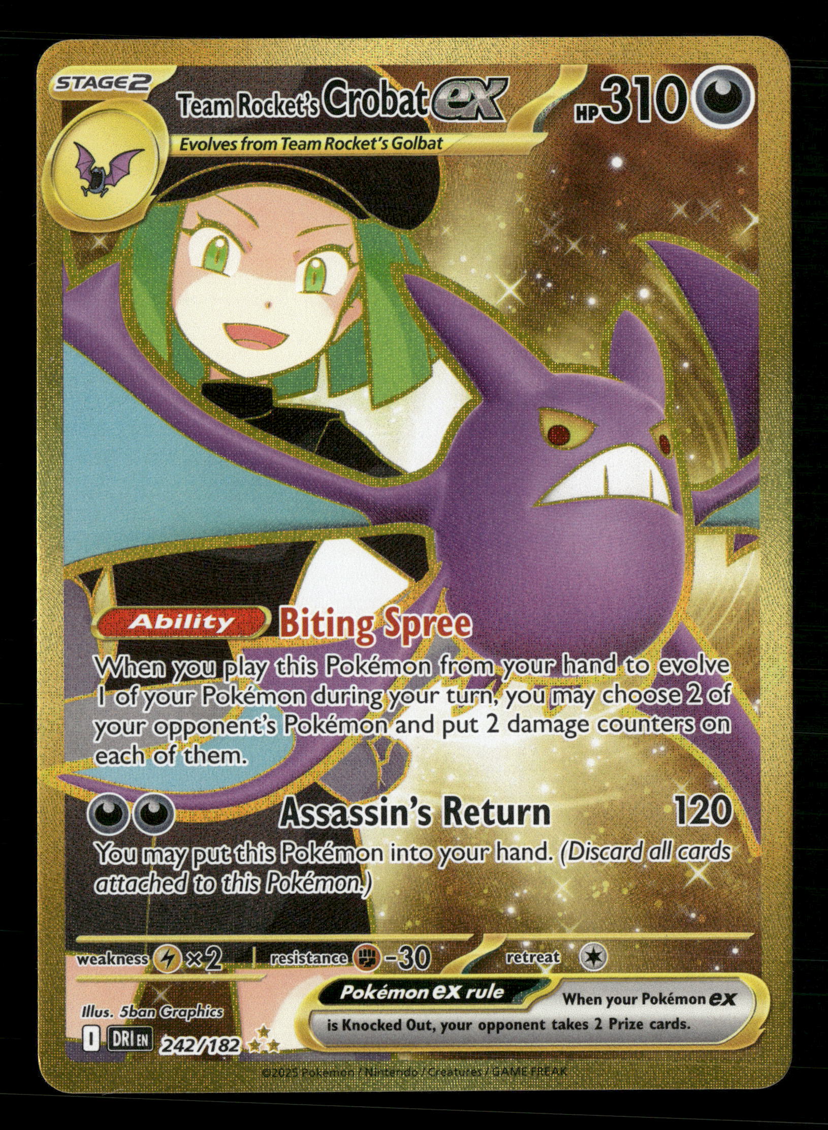 pokemon destined rivals gold cards 2025 Pokemon Destined Rivals 242/182 Team Rocket's Crobat ex Gold Hype