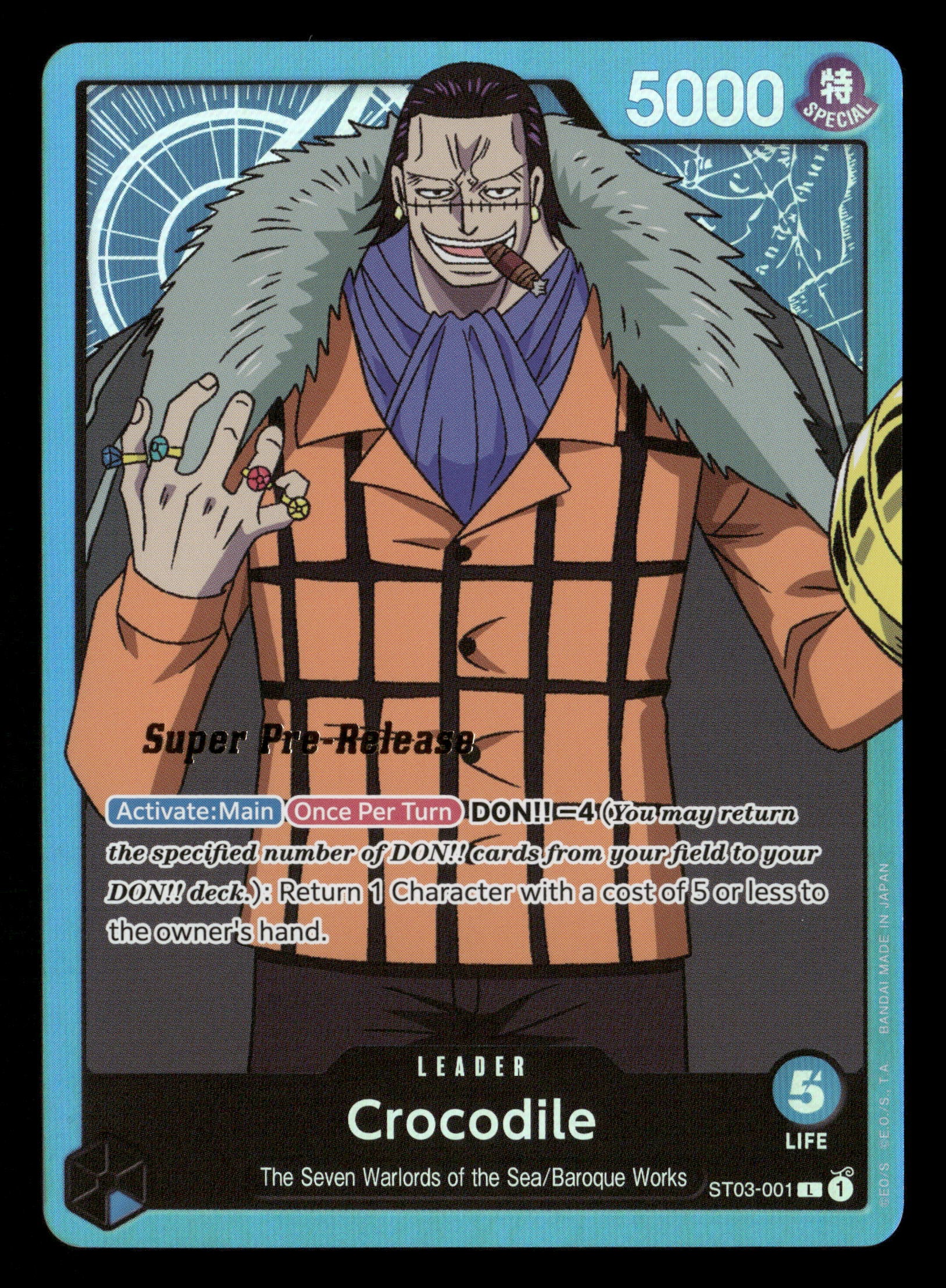 crocodile one piece tcg deck One Piece TCG ST03-001 Crocodile Super Pre Release Alternate Art Leade