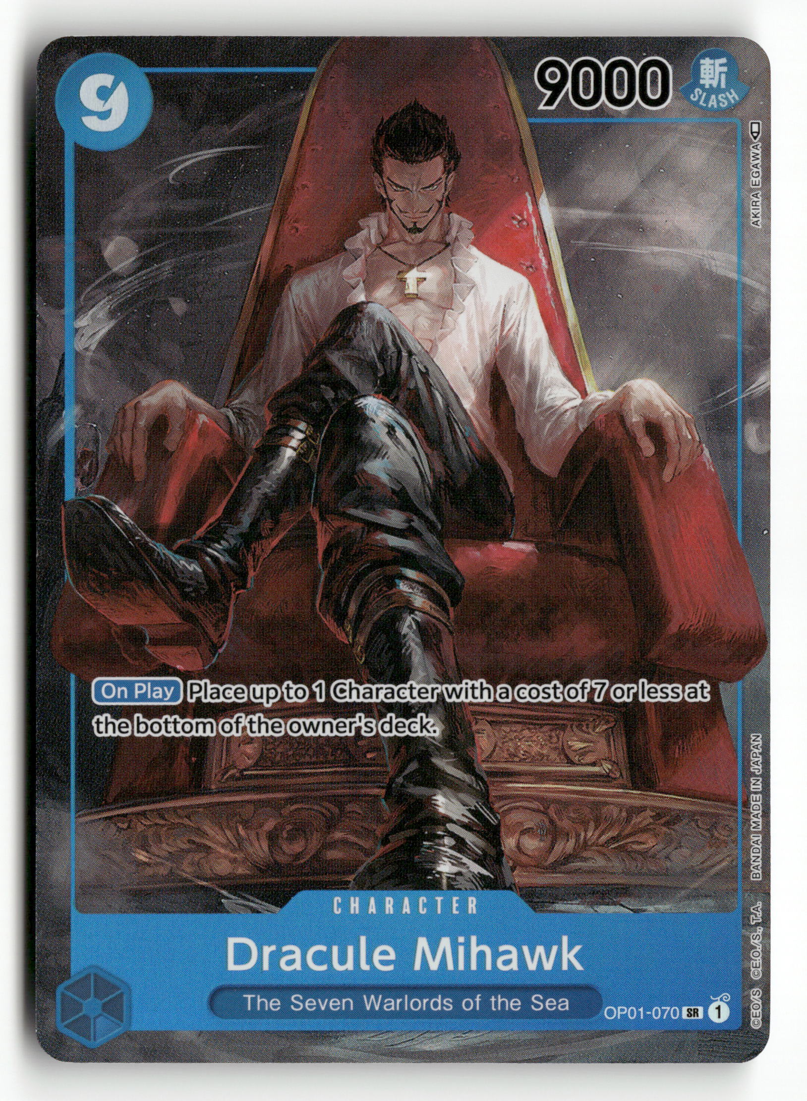 ONE PIECE Card Game Romance Dawn - Dracule Mihawk SR OP01-070 Japanese Secret Rare NM Dracule Mihawk One Piece ONE PIECE Card Game Romance Dawn - Dracule Mihawk SR OP01-070 Japanese Secret Rare NM Dracule Mihawk One Piece