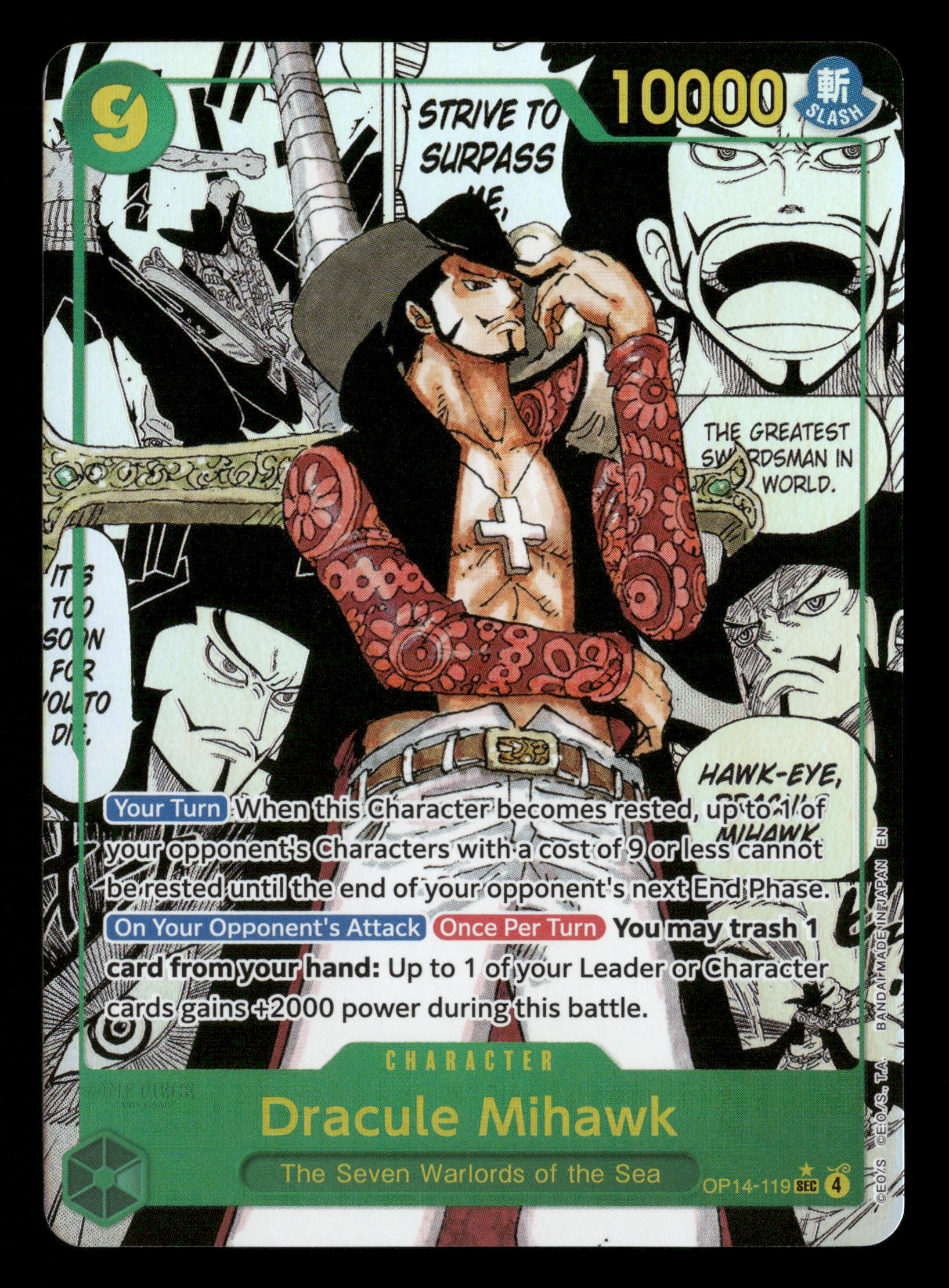 One Piece TCG OP14-119 Dracule Mihawk SEC Manga Rare