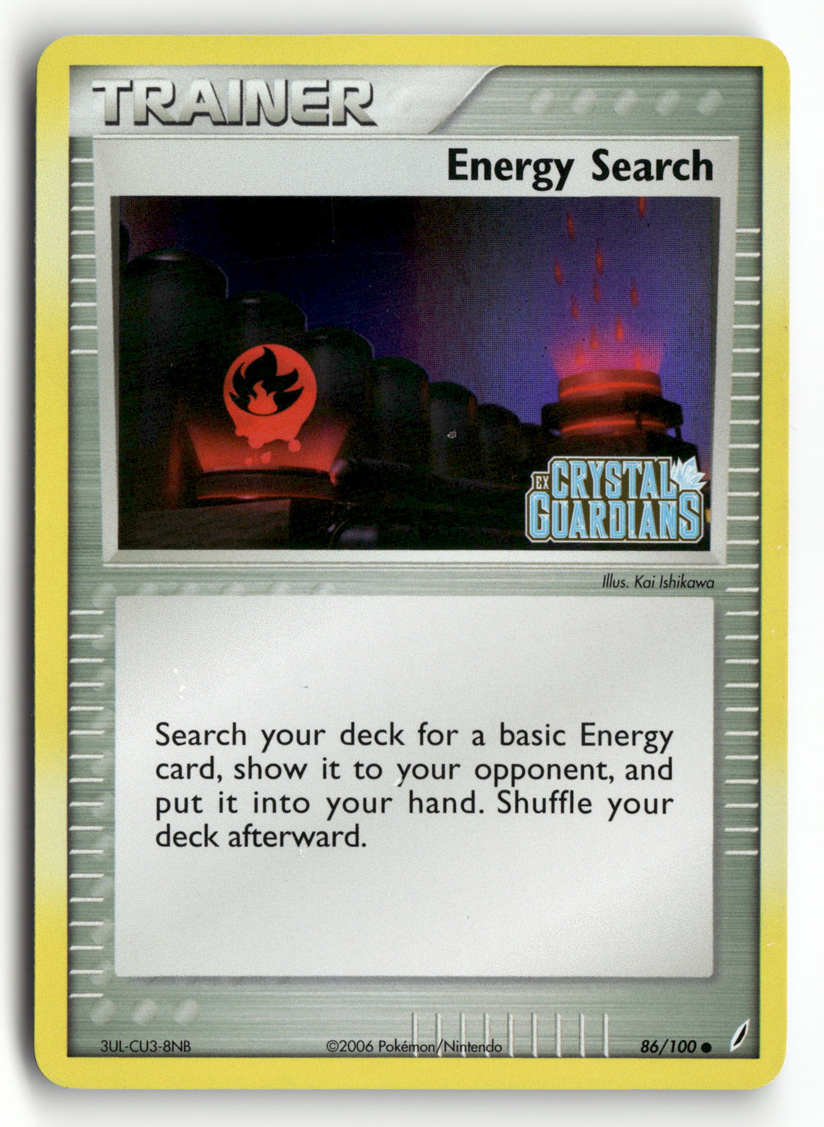 2006 Pokemon ex Crystal Guardians 86/100 Energy Search Reverse Holo