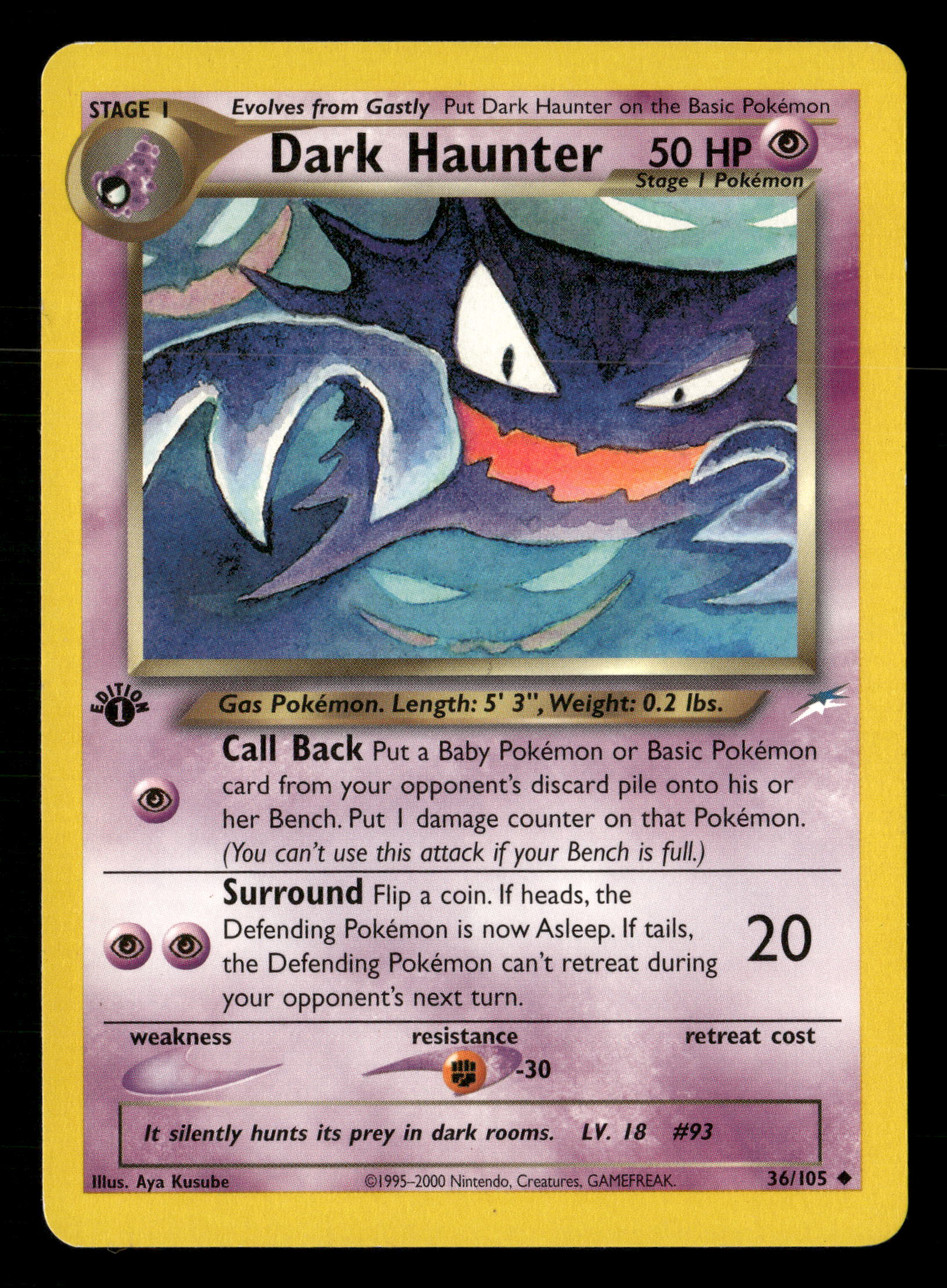 1995 haunter pokemon card 2002 Pokemon Neo Destiny 36/105 Dark Haunter 1st Edition Uncommon *LP*
