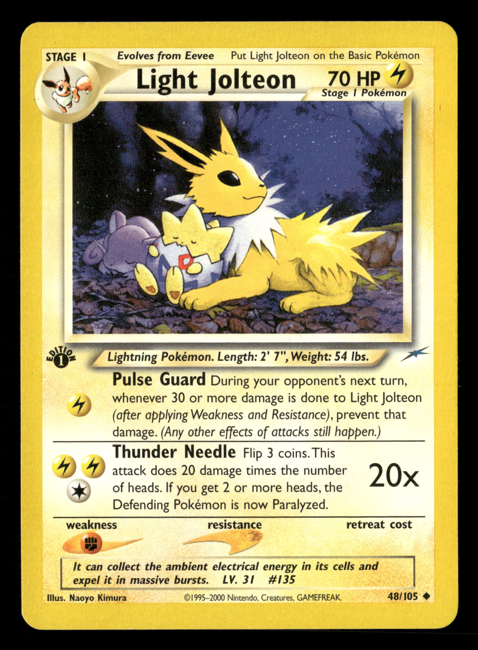 1995 jolteon pokemon card value 2002 Pokemon Neo Destiny 48/105 Light Jolteon 1st Edititon Uncommon *L