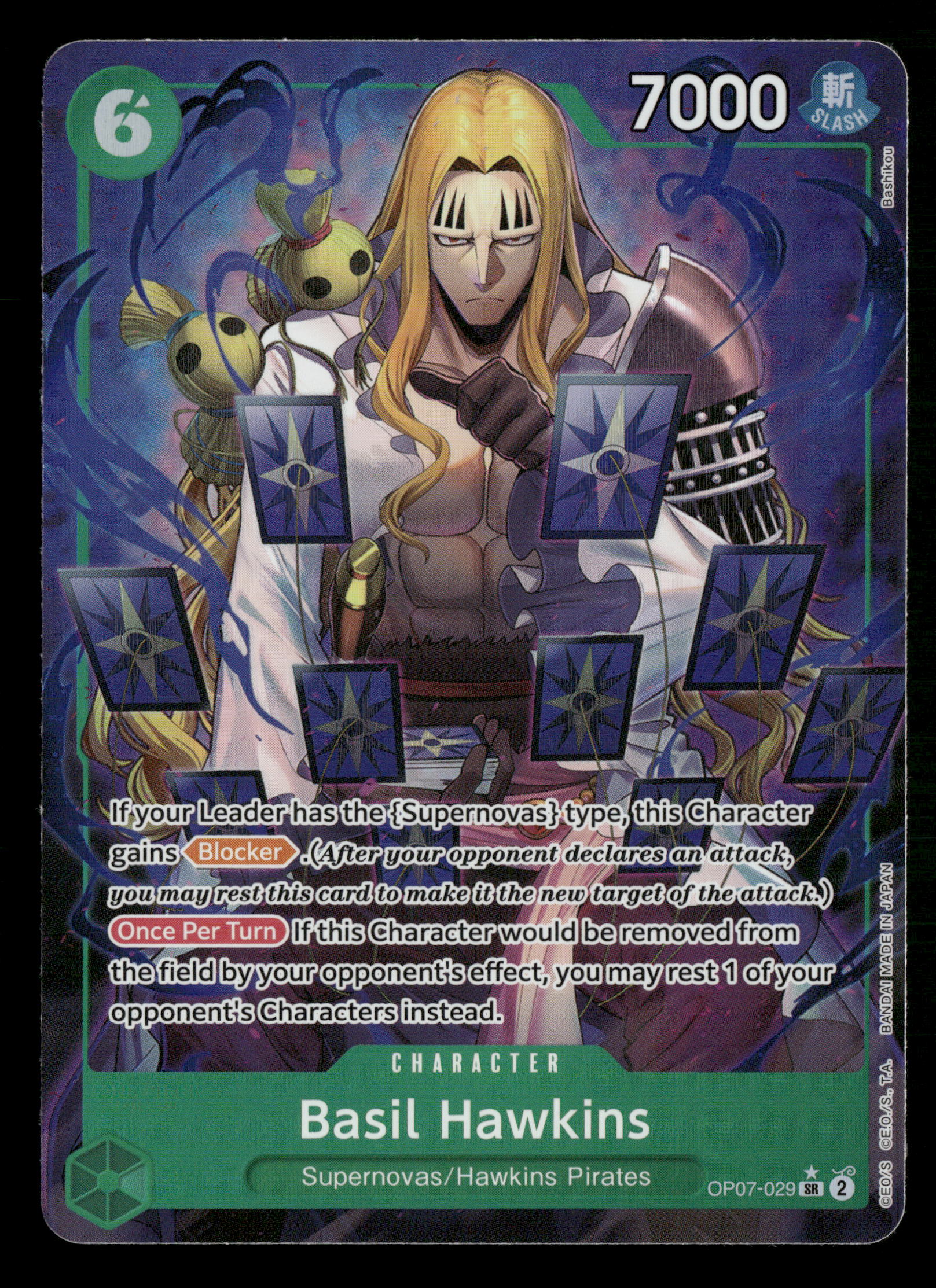 basil hawkins one piece card game One Piece TCG OP07-029 Basil Hawkins Alternate Art SR