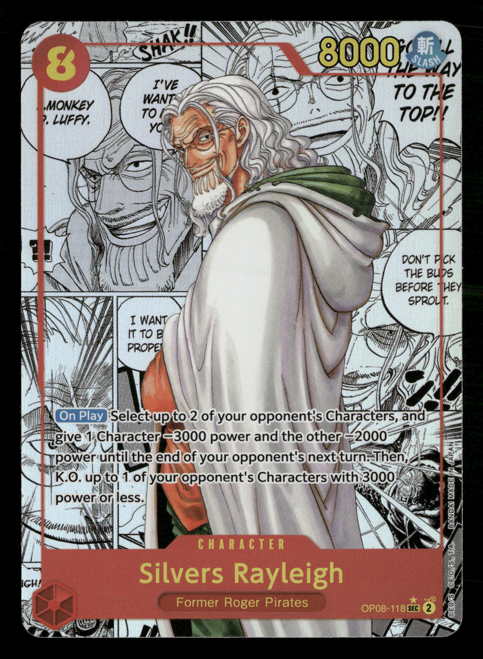 One Piece OP08-118 Silvers Rayleigh SEC Manga Rare One Piece OP08-118 Silvers Rayleigh SEC Manga Rare