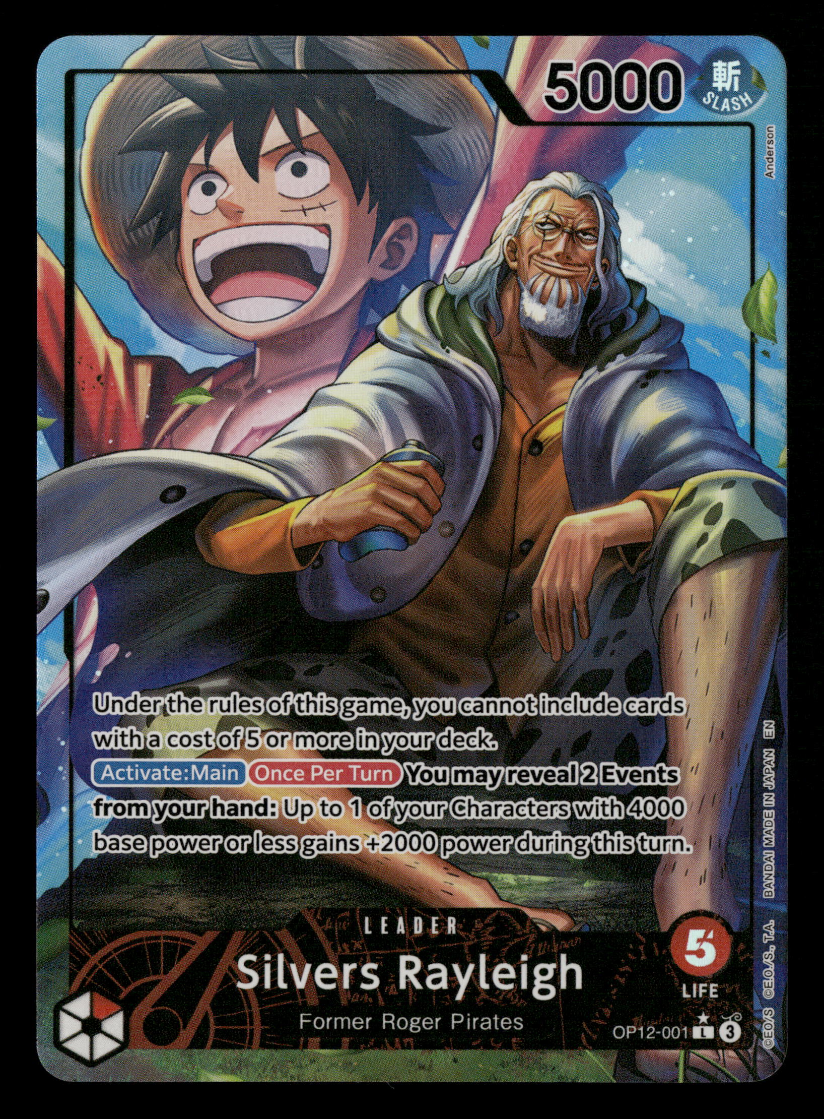 One Piece TCG OP12-001 Silvers Rayleigh Leader Alt Art One Piece TCG OP12-001 Silvers Rayleigh Leader Alt Art