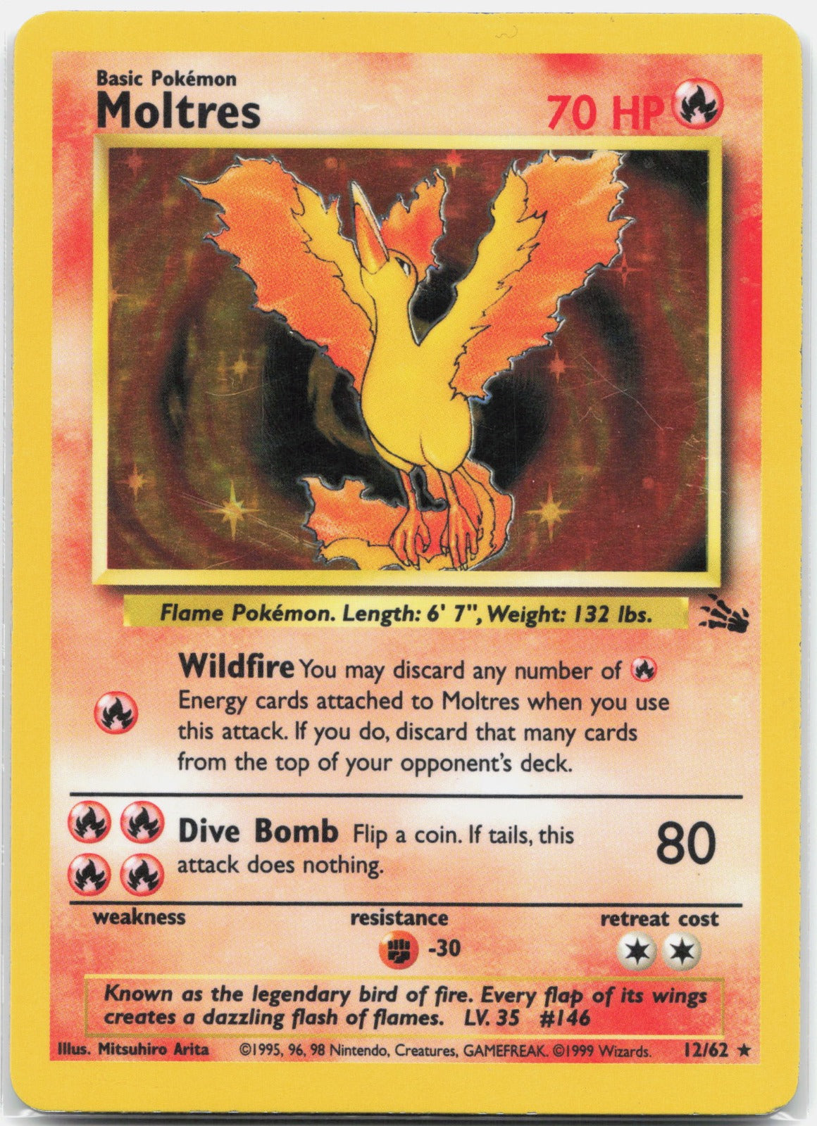 1999 Pokemon Fossil 12/62 Moltres (12) Holo Rare