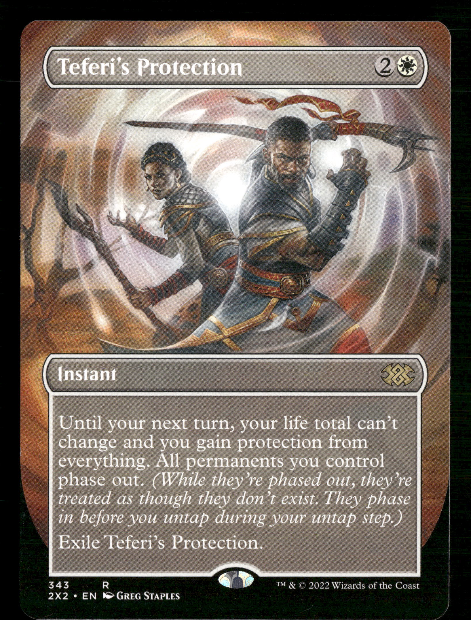 Magic The Gathering Double Masters 2022  343 Teferi's Protection (Borderless) R NM