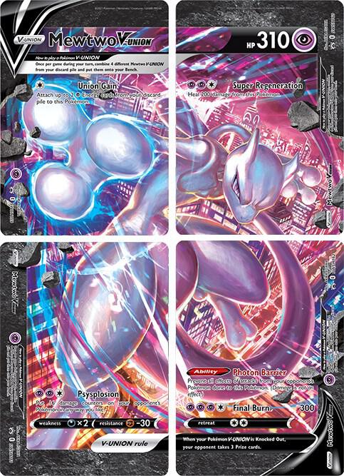 Mewtwo V UNION Set of 4  (SWSH: Sword & Shield Promo Cards)  - Holofoil