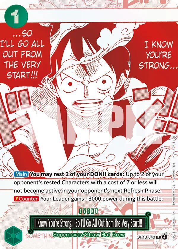 I Know Youre Strong...So Ill Go All Out from the Very Start!!! (3rd Anniversary Treasure Campaign Pack) OP13-040 (One Piece Promotion Cards)  - Foil