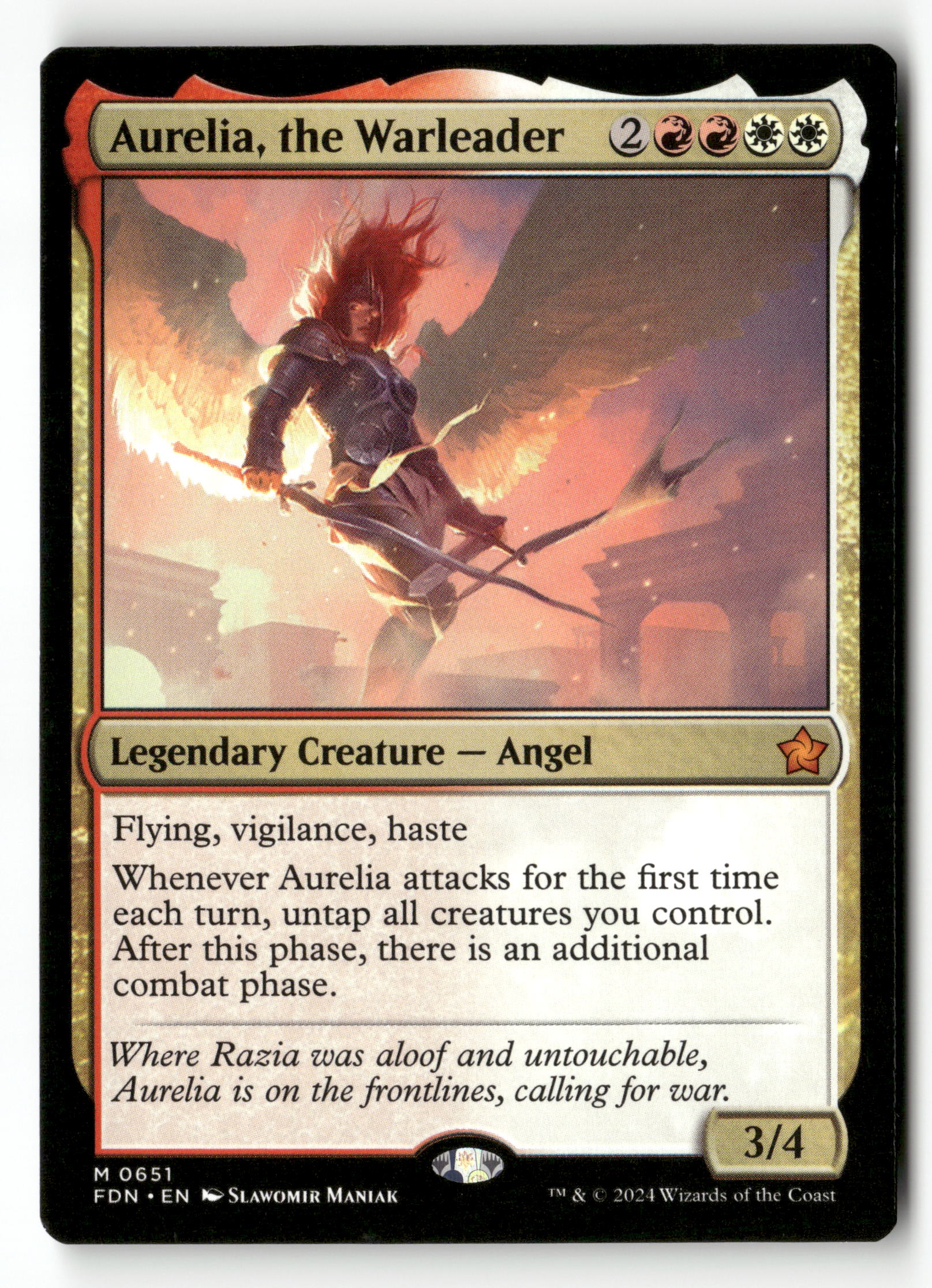 Magic The Gathering Foundations 651 Aurelia, the Warleader M 