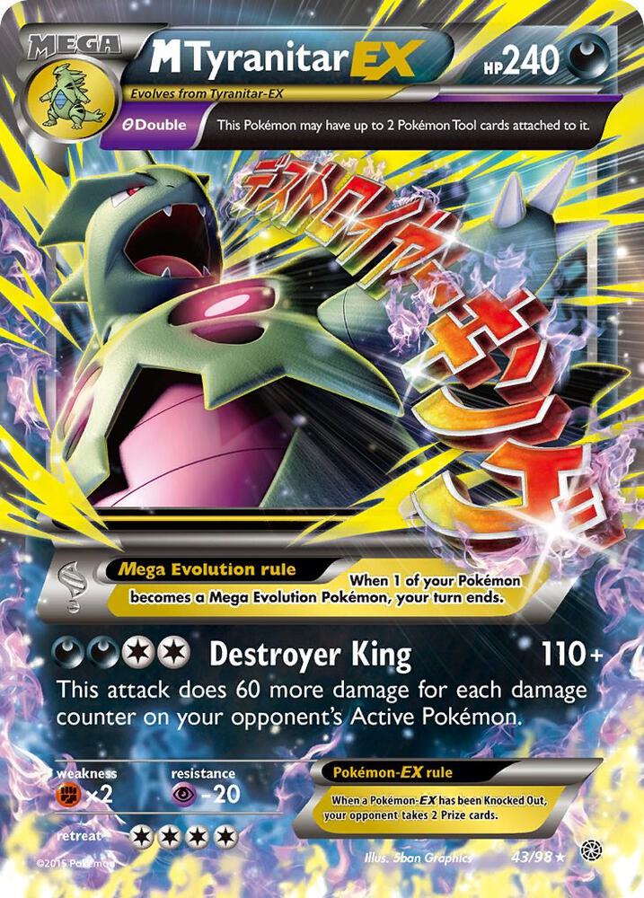 2015 Pokemon XY - Ancient Origins 43/98 M Tyranitar EX Ultra Rare