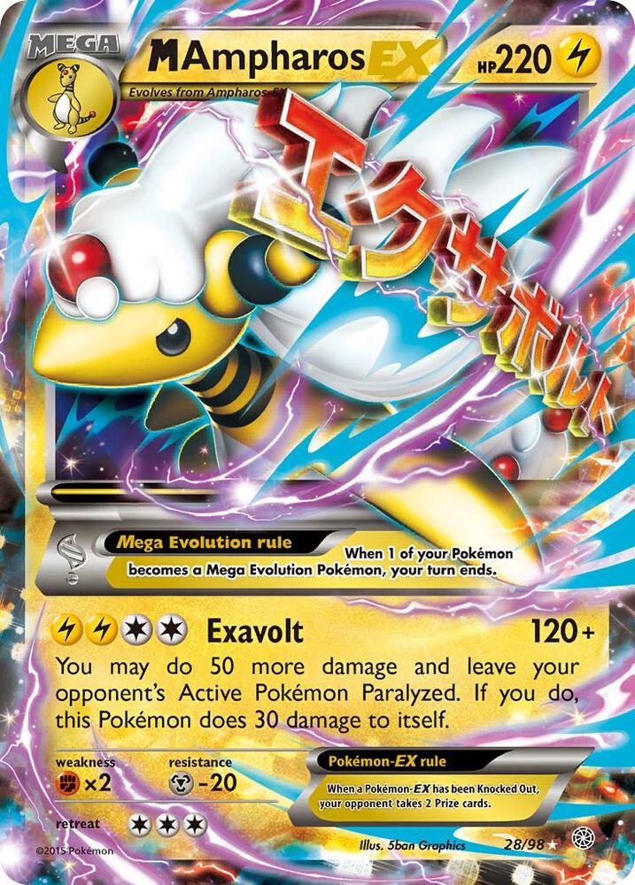 2015 Pokemon XY - Ancient Origins 28/98 M Ampharos EX Ultra Rare