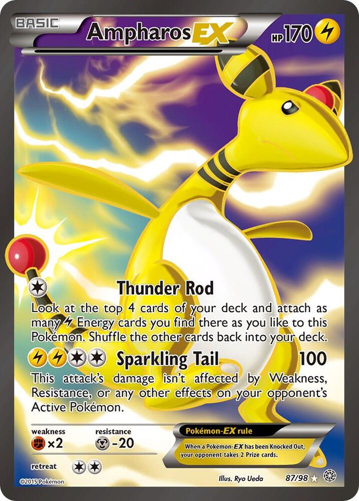 2015 Pokemon XY - Ancient Origins 87/98 Ampharos EX Full Art Ultra Rare