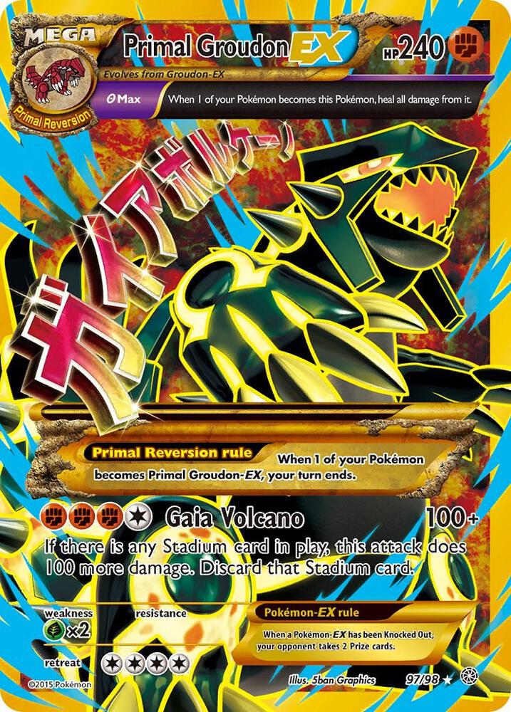 2015 Pokemon Ancient Origins 97/98 Primal Groudon EX Shiny Full Art Ultra Rare