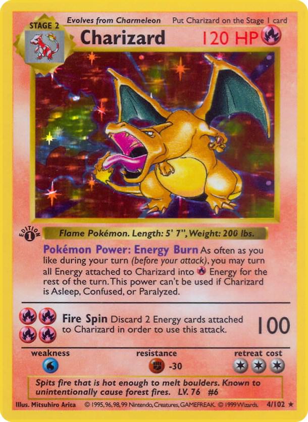 1999 Pokemon Base Set (Shadowless) 004/102 Charizard Holo Rare