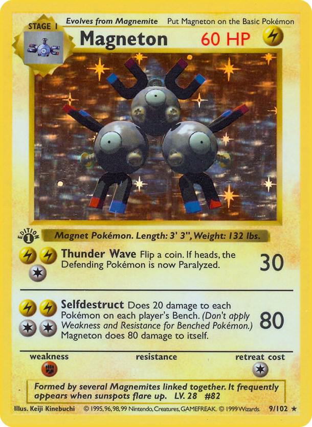 1999 Pokemon Base Set (Shadowless) 009/102 Magneton Holo Rare