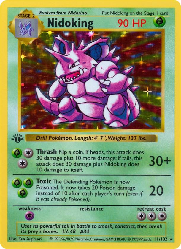 1999 Pokemon Base Set (Shadowless) 011/102 Nidoking Holo Rare