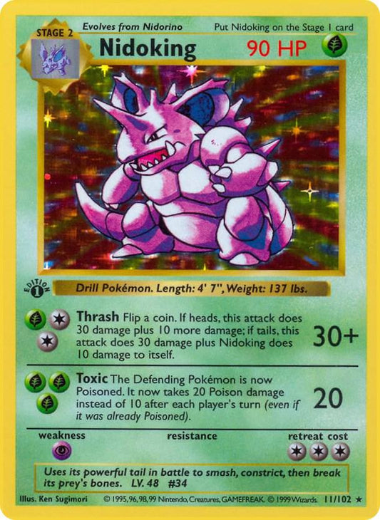 1999 Pokemon Base Set (Shadowless) 011/102 Nidoking Holo Rare
