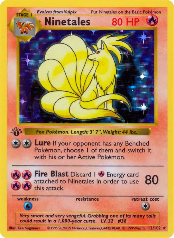 1999 Pokemon Base Set (Shadowless) 012/102 Ninetales Holo Rare