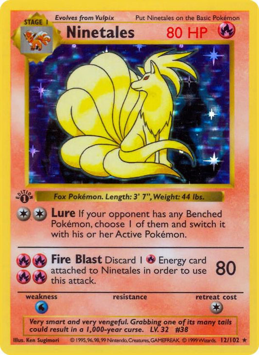 1999 Pokemon Base Set (Shadowless) 012/102 Ninetales Holo Rare