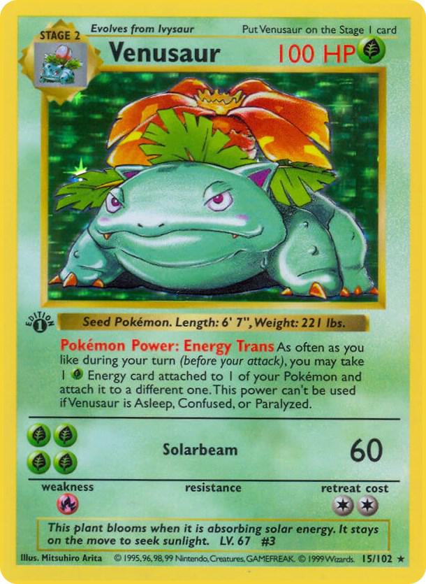 1999 Pokemon Base Set (Shadowless) 015/102 Venusaur Holo Rare