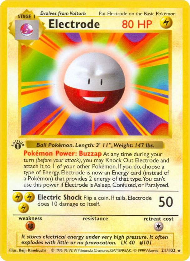1999 Pokemon Base Set (Shadowless) 021/102 Electrode Rare