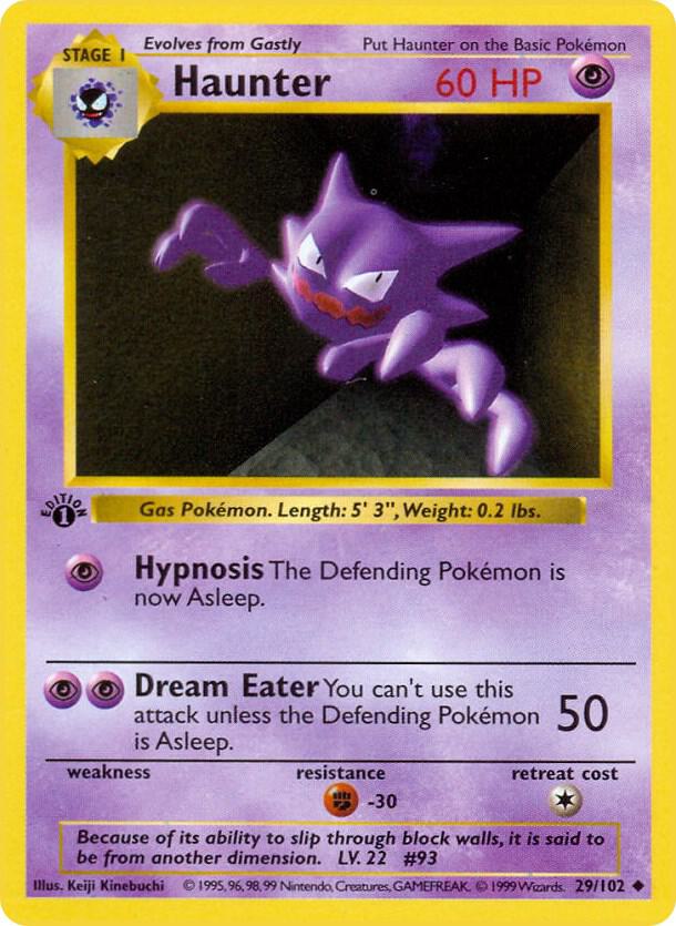 1999 Pokemon Base Set (Shadowless) 050/102 Gastly Common