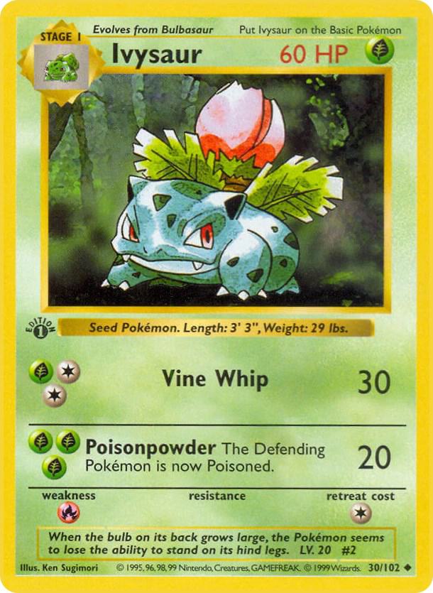 1999 Pokemon Base Set (Shadowless) 030/102 Ivysaur Uncommon