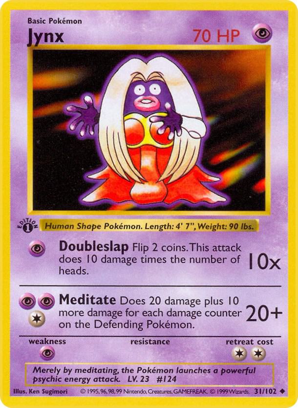 1999 Pokemon Base Set (Shadowless) 031/102 Jynx Uncommon