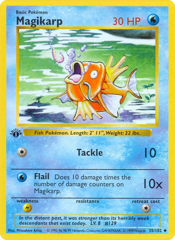 1999 Pokemon Base Set (Shadowless) 035/102 Magikarp Uncommon