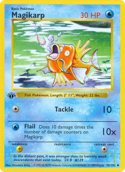 1999 Pokemon Base Set (Shadowless) 035/102 Magikarp Uncommon