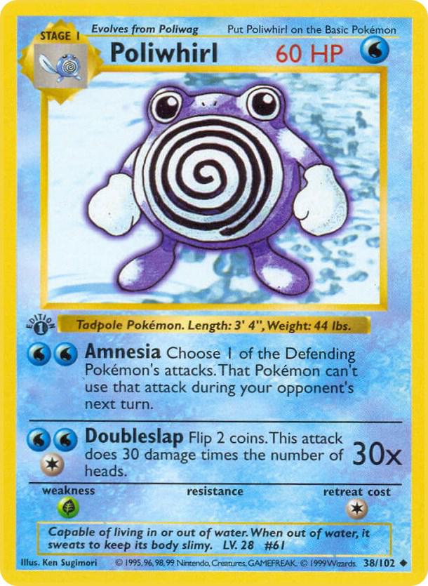 1999 Pokemon Base Set (Shadowless) 038/102 Poliwhirl Uncommon