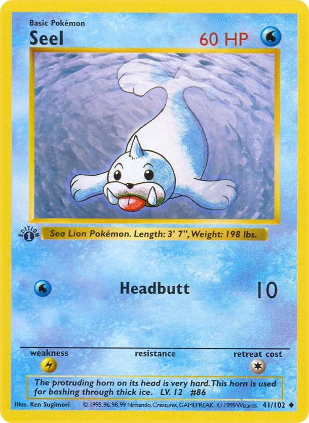 1999 Pokemon Base Set (Shadowless) 041/102 Seel Uncommon