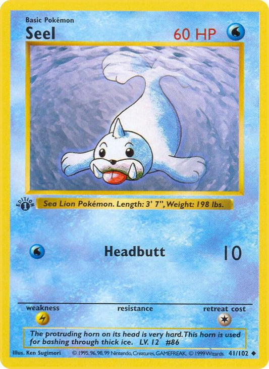 1999 Pokemon Base Set (Shadowless) 041/102 Seel Uncommon