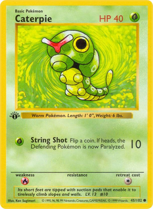 1999 Pokemon Base Set (Shadowless) 045/102 Caterpie Common