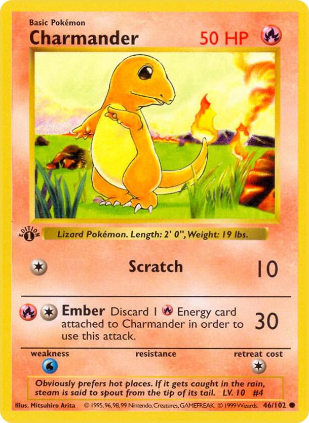 1999 Pokemon Base Set (Shadowless) 046/102 Charmander Common